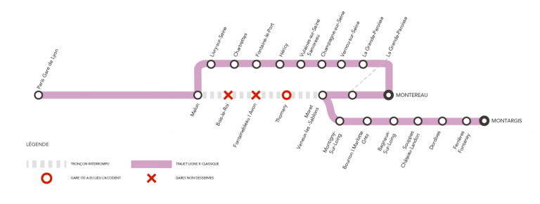 Soirée du 24 octobre 2019 sur la Ligne R plusieurs incidents à Thomery