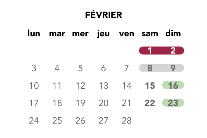 Image du calendrier du mois de janvier pour les travaux du week-end.