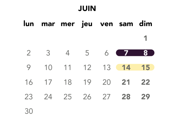 Image du calendrier du mois de juin pour les travaux du week-end.