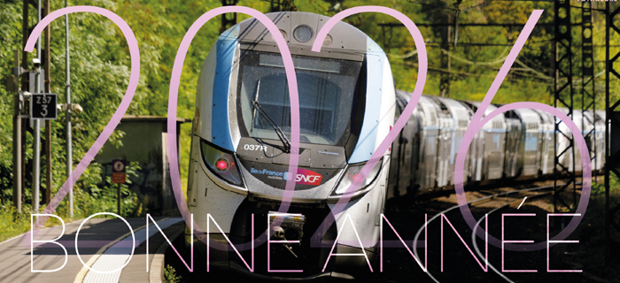Photo d'un Regio 2N avec un texte indiquant "Bonne année 2026".