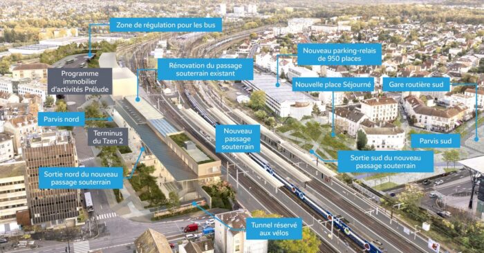 Vue aérienne après du futur pôle gare de Melun.