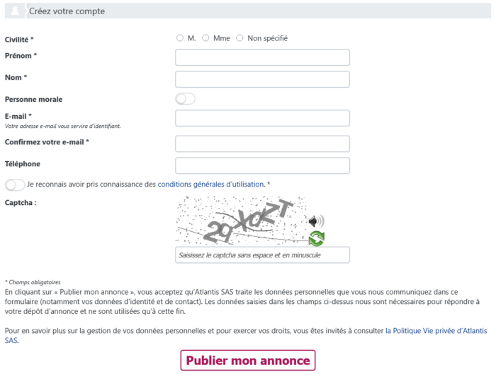 Pour illustrer le sujet objet perdu : capture d'écran de la plateforme d'objets trouvés du site d'Île-de-France Mobilités. 3e étape : informations pour identifier la personne.